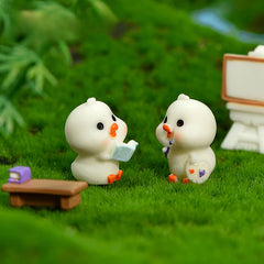 Mini Resin Reading Painting Duck Statues Landscapes DIY Fairy Garden