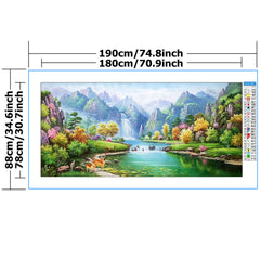 Green Mountain River Landscape Deer Cross Stitch Kit 11CT