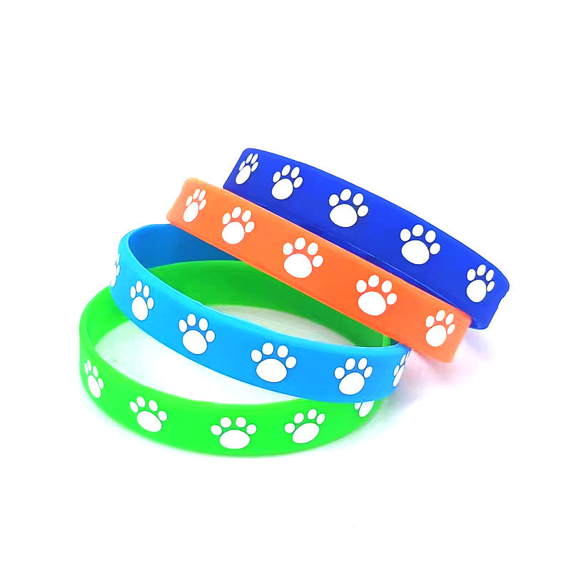 16PCS Animal Paw Print Wristband - Pet Themed Party Silicone Bracelet