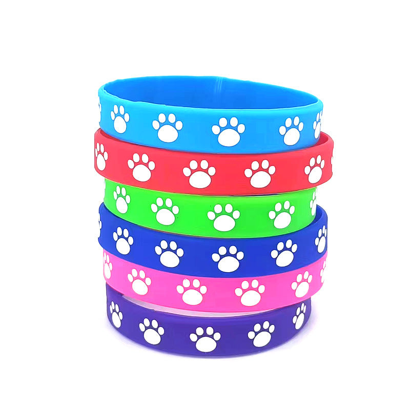 16PCS Animal Paw Print Wristband - Pet Themed Party Silicone Bracelet