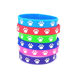 16PCS Animal Paw Print Wristband - Pet Themed Party Silicone Bracelet