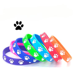 16PCS Animal Paw Print Wristband - Pet Themed Party Silicone Bracelet