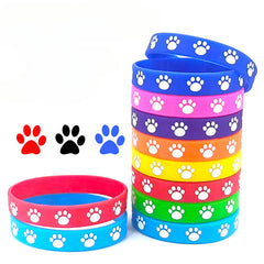 16PCS Animal Paw Print Wristband - Pet Themed Party Silicone Bracelet
