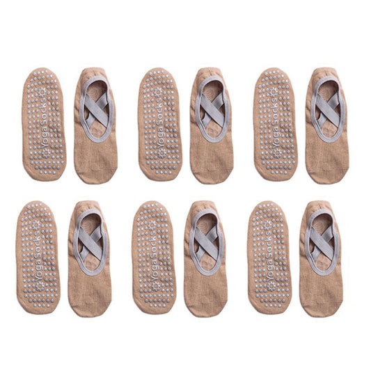 6 Pairs Women's Non slip Cross Strap Yoga Socks Breathable Dance Training Socks