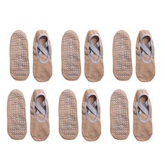 6 Pairs Women's Non slip Cross Strap Yoga Socks Breathable Dance Training Socks