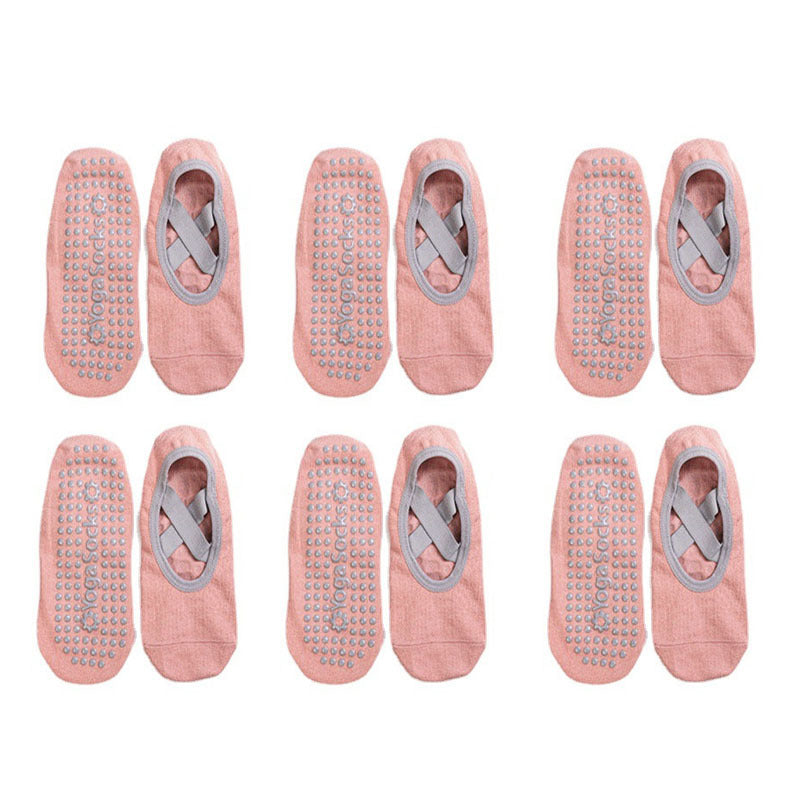 6 Pairs Women's Non slip Cross Strap Yoga Socks Breathable Dance Training Socks