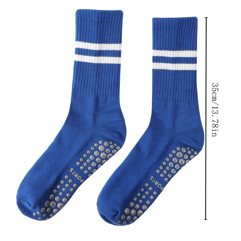 Non-slip Five Toe Grip Sports Socks - Breathable Split Striped Crew Socks