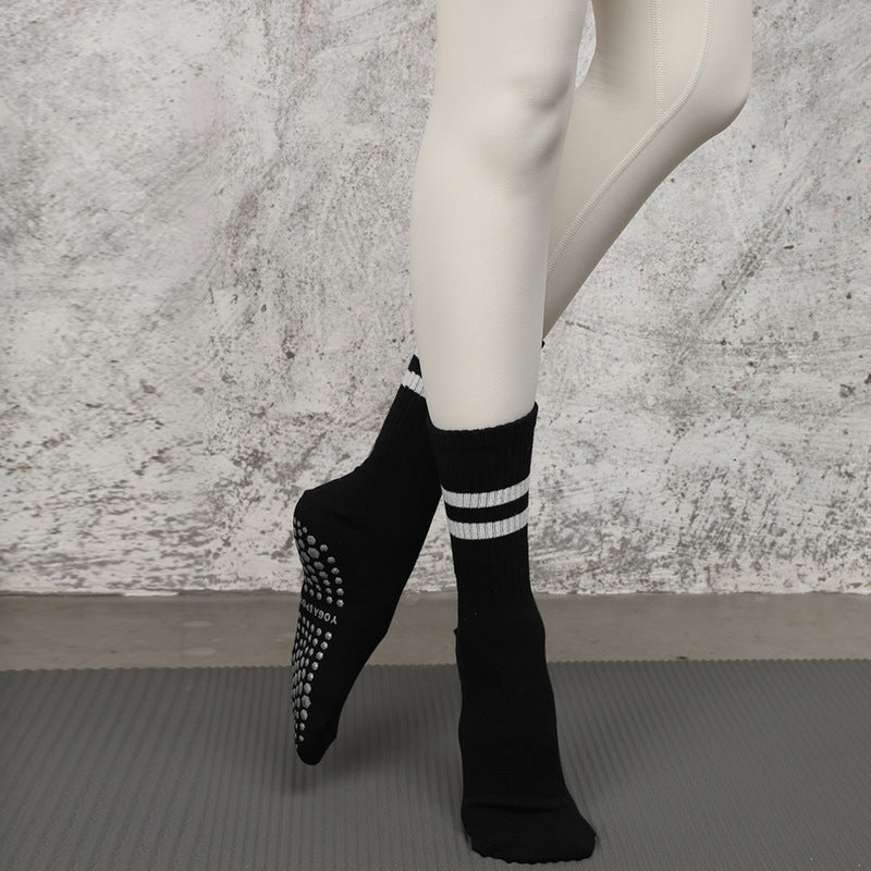 Non-slip Five Toe Grip Sports Socks - Breathable Split Striped Crew Socks