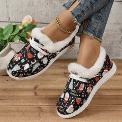 Christmas Cartoon Print Low Top Warm Sneakers