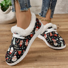 Christmas Cartoon Print Low Top Warm Sneakers