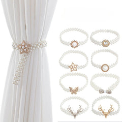 Christmas Elastic Curtain Strap Faux Pearl Beaded