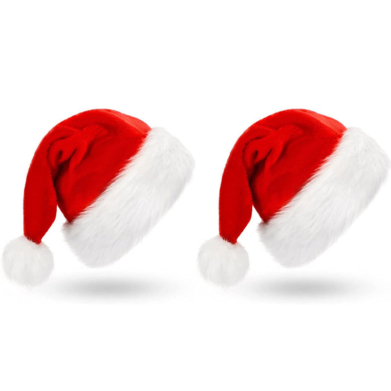 1-3pcs Christmas Soft Hat Santa Red Plush Decoration Party Supplies