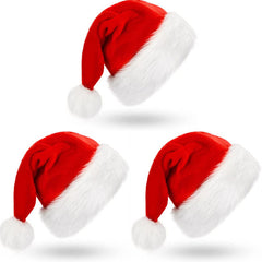1-3pcs Christmas Soft Hat Santa Red Plush Decoration Party Supplies