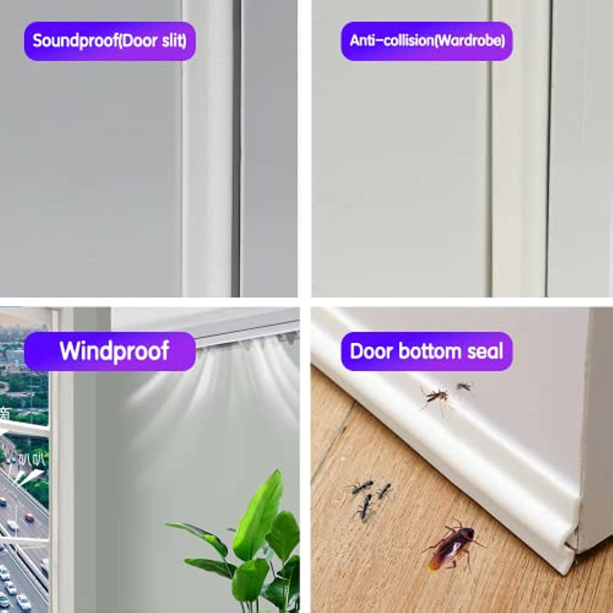 Door Seal Strip 118 Inch Self Adhesive Weather Stripping