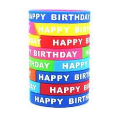 8PCS Happy Birthday Rainbow Silicone Bracelet Wristband