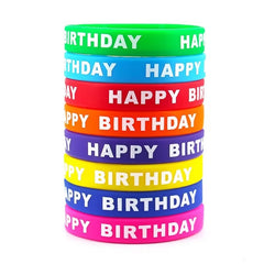 8PCS Happy Birthday Rainbow Silicone Bracelet Wristband