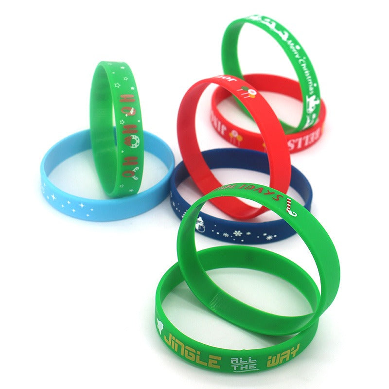 10 Pcs Christmas Silicone Bracelet Holiday Gift Party Accessories
