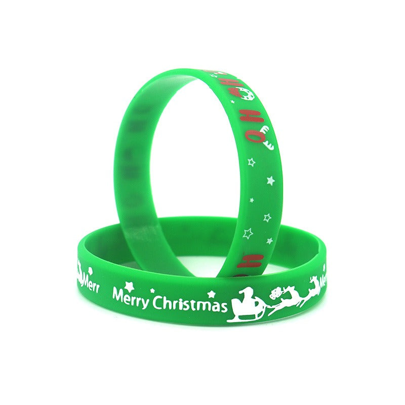 10 Pcs Christmas Silicone Bracelet Holiday Gift Party Accessories