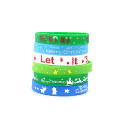 10 Pcs Christmas Silicone Bracelet Holiday Gift Party Accessories