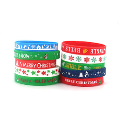 10 Pcs Christmas Silicone Bracelet Holiday Gift Party Accessories