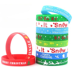 10 Pcs Christmas Silicone Bracelet Holiday Gift Party Accessories