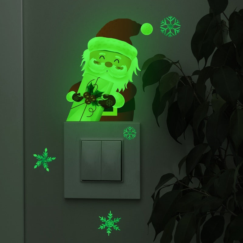 Christmas Santa Claus Switch Sticker Glow in Dark Bedroom Living Room Wall Decor