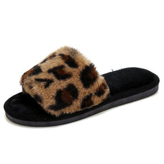 Leopard Pattern Open Toe Slippers Comfortable Outdoor Slippers