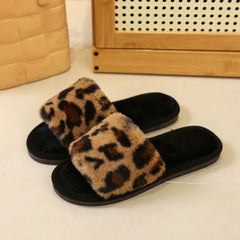 Leopard Pattern Open Toe Slippers Comfortable Outdoor Slippers