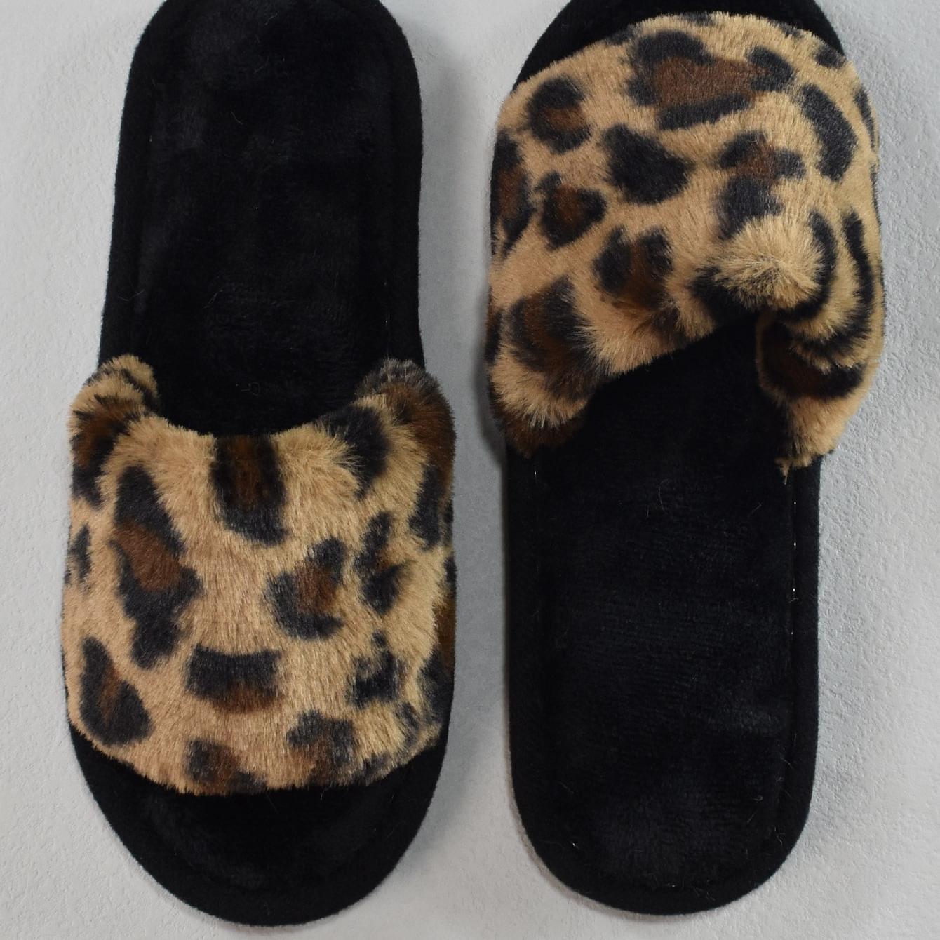 Leopard Pattern Open Toe Slippers Comfortable Outdoor Slippers
