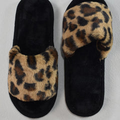 Leopard Pattern Open Toe Slippers Comfortable Outdoor Slippers