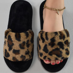 Leopard Pattern Open Toe Slippers Comfortable Outdoor Slippers
