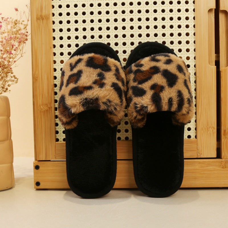 Leopard Pattern Open Toe Slippers Comfortable Outdoor Slippers