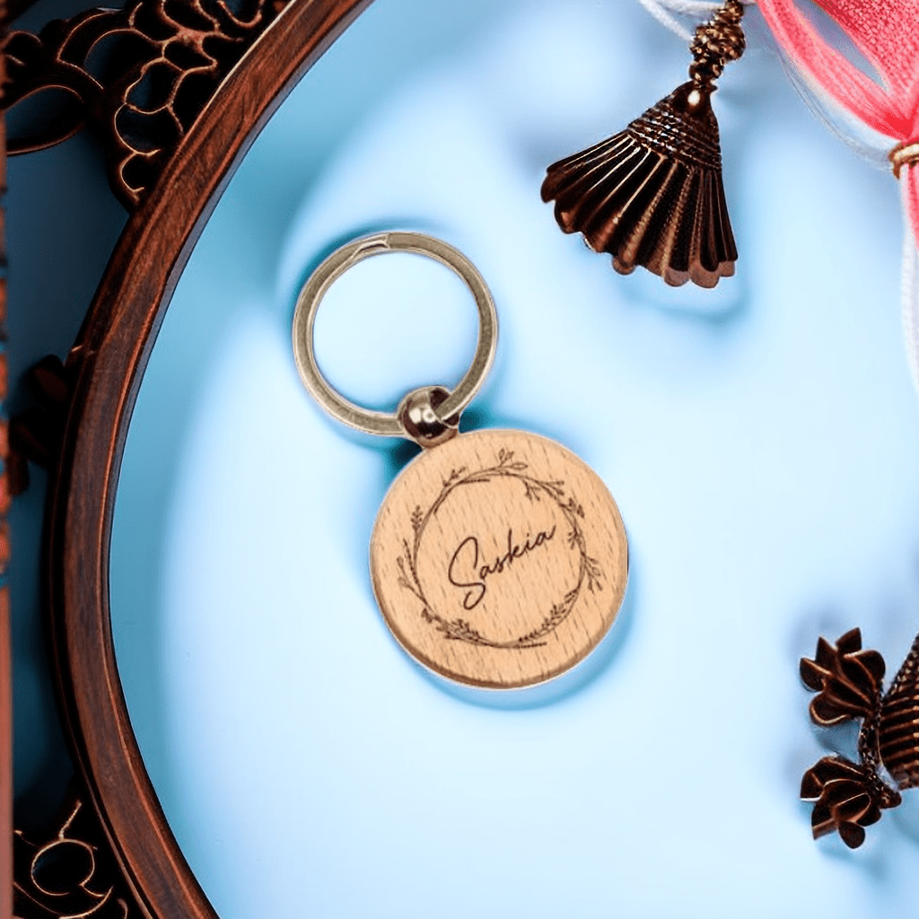 Personalized Wooden Key Chain With Name Engraving