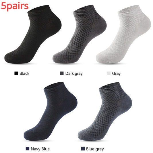 5 Pairs Men's Bamboo Fiber Ankle Socks for Spring/Summer