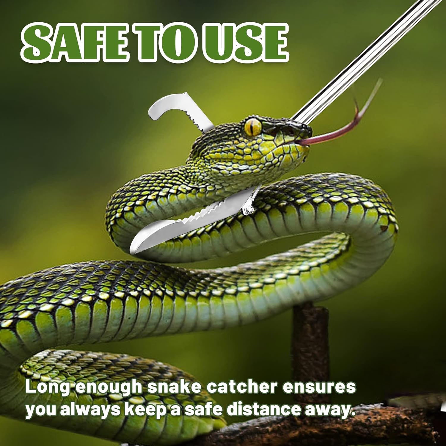47 inch Snake Tong Reptile Grabber Rattle Snake Catcher Wide Jaw Tool