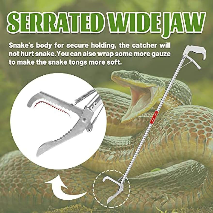 47 inch Snake Tong Reptile Grabber Rattle Snake Catcher Wide Jaw Tool