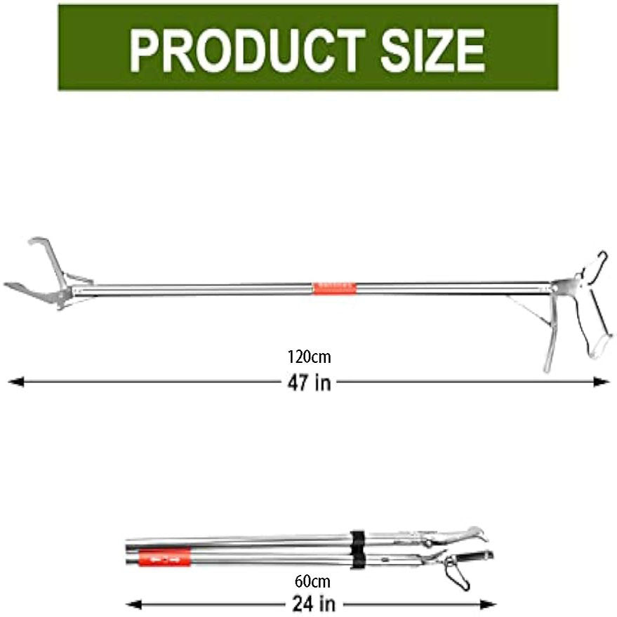 47 inch Snake Tong Reptile Grabber Rattle Snake Catcher Wide Jaw Tool
