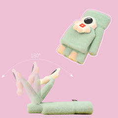 Winter Cartoon Astronaut Half Finger Gloves for Kids