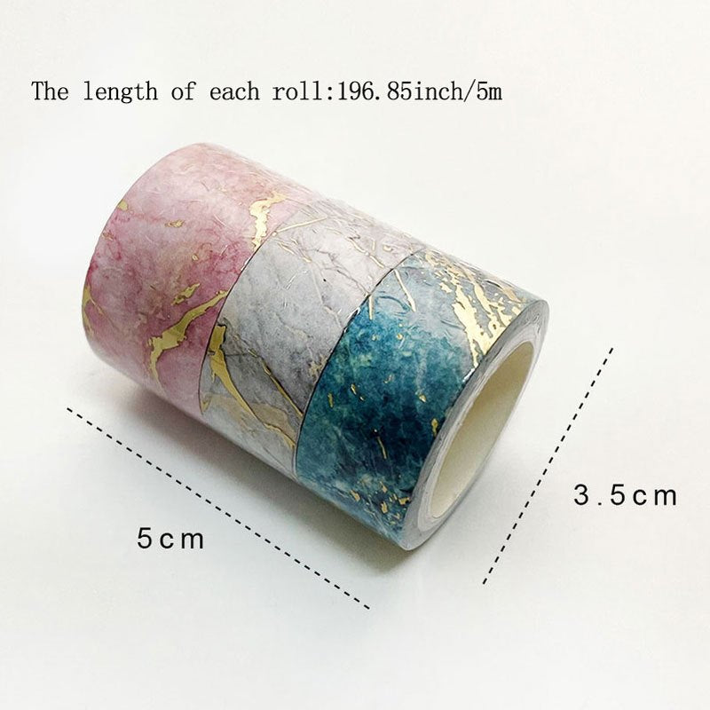 3 Rolls 5m Bronzing Washi Tape Combo for Bullet Journal Gift Wrapping Envelopes