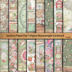15pcs Large Retro Graner Paper Journal For DIY Gift Arts Crafts