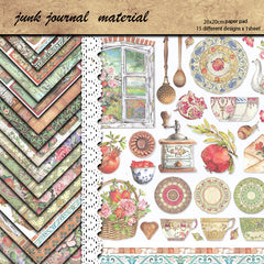 15pcs Large Retro Graner Paper Journal For DIY Gift Arts Crafts