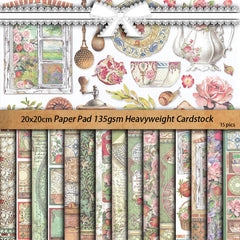 15pcs Large Retro Graner Paper Journal For DIY Gift Arts Crafts