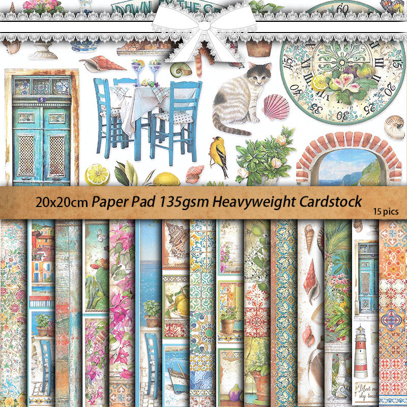 15pcs Large Retro Dream Material Paper Journal For Background DIY Gift
