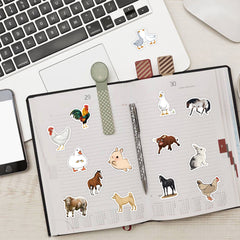 60pcs Farm Animal Vinyl Waterproof Stickers Water Bottle Laptop Phone Luggage