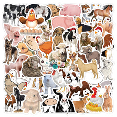 60pcs Cartoon Farm Animal Stickers DIY Skateboard Laptop Water Cup Luggage Fun