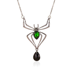 3pcs Halloween Jewelry Exaggerated Spider Set Retro Emerald Accessories