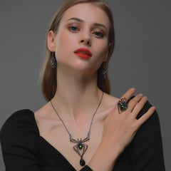 3pcs Halloween Jewelry Exaggerated Spider Set Retro Emerald Accessories