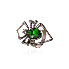 3pcs Halloween Jewelry Exaggerated Spider Set Retro Emerald Accessories