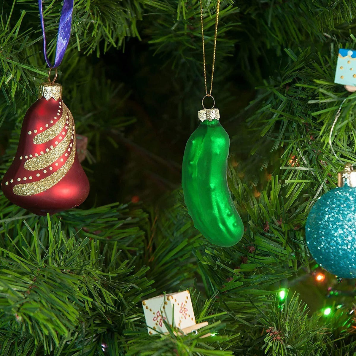 Glass Cucumber Christmas Pickle Ornament Traditional Decor