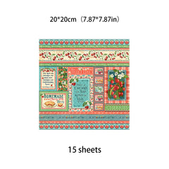 15 Sheets Large Retro Cherry of Life Paper for DIY Journal Decor